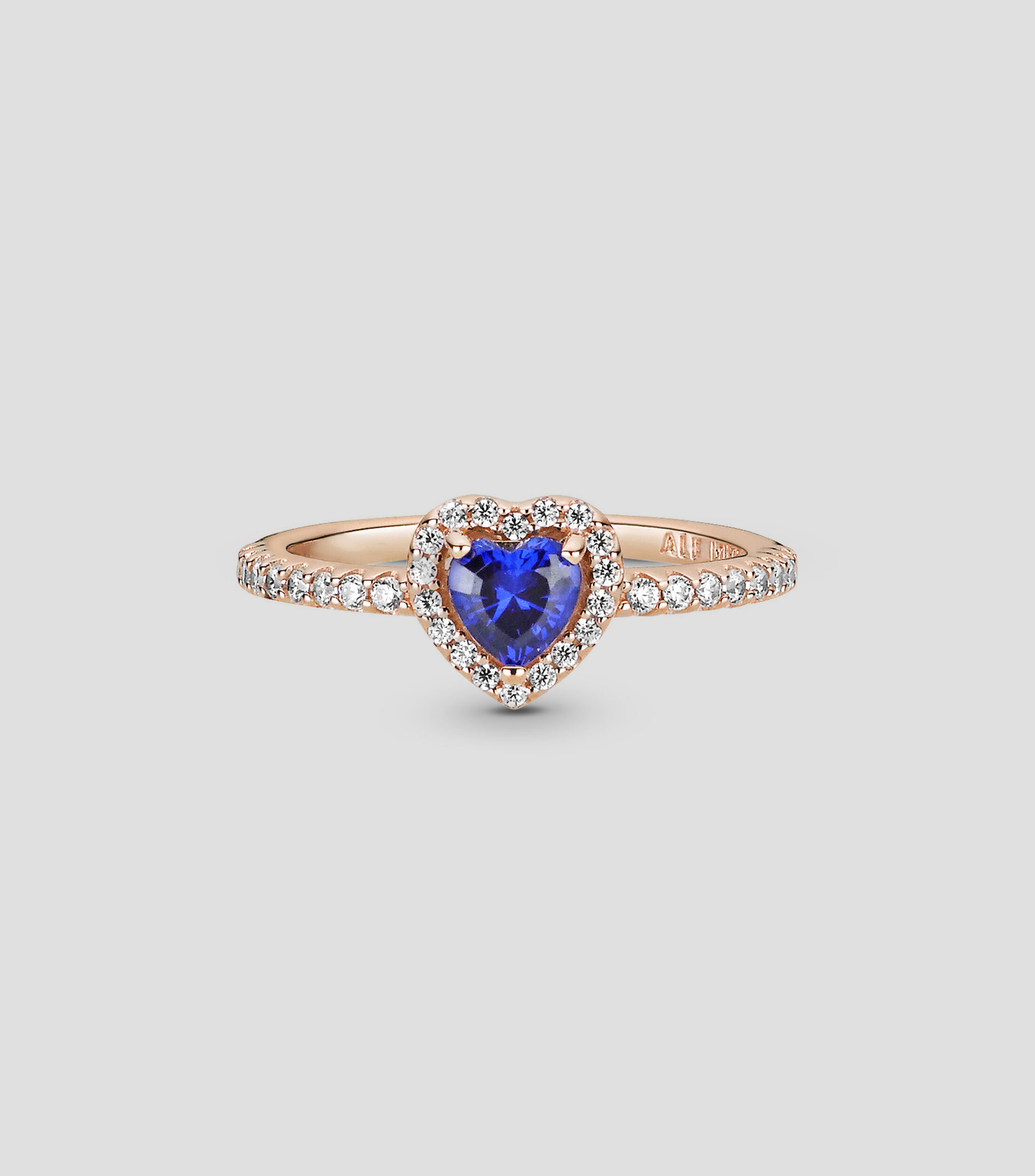 Anillo de corazón elevado azul brillante Mujer